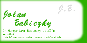 jolan babiczky business card